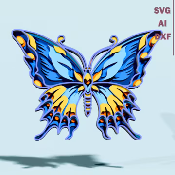Butterfly Multilayer Laser cut, 3D Layered SVG, Cricut wall decor, Shadow Box, DXF Template