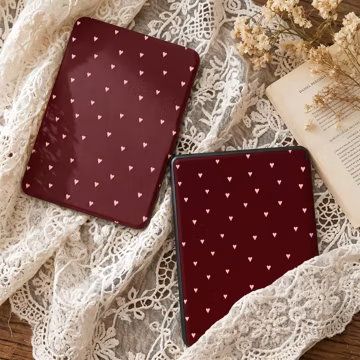 Vintage Red Heart Kindle Case Paperwhite 12th 2024, Kindle Colorsoft 7" Cover, Kindle 10th 11th Case with Hand Strap Clear Back, Auto Wake