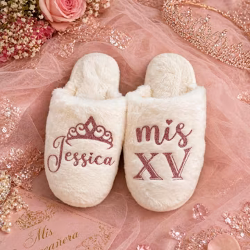 Custom Mis XV slippers, Quinceanera party slippers