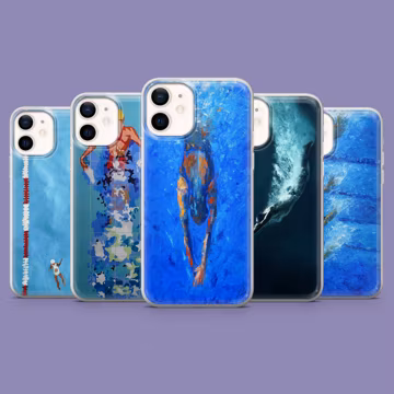 Swimming Phone Case Water Sports Swimmer Cover for iPhone 17, 17Pro, 16, 15, 14, 13, 12, Samsung S25 S24Fe, S23, A16, A56, Pixel 10Pro, 9A
