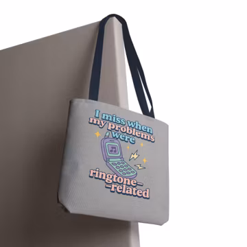 Y2K Nostalgia Tote Bag, I Miss When My Problems Were Ringtone Related, Funny Retro Flip Phone Design, 2000s Shoulder Bag, Millennial Gift