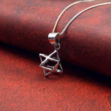 Sterling Silver Merkaba Pendant: 3D Star of David Necklace