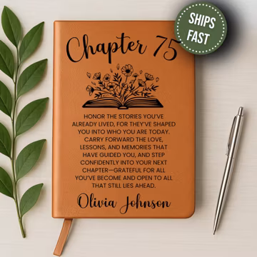 75th Birthday Gift for Her or Him Personalized Chapter 75 Journal with Name Book Flower Notebook 75th Keepsake Gift Idea