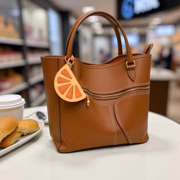 Full-Grain Leather Orange Slice Coin Purse: Handmade Keychain Purse