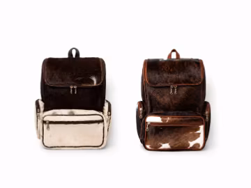 Handmade Cowhide Leather Backpack | Hair-On Hide Laptop Bag (16x13x9)
