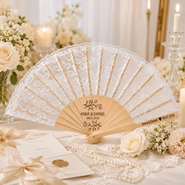 Custom Lace Hand Fans, Elegant Bridal Accessories, Personalized Ceremony Keepsakes, Bridesmaid Gifts, Reception Décor