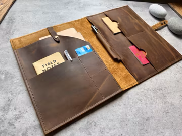 Engraved Leather Surface Pro Sleeve: Custom Laptop Book Portfolio Gift
