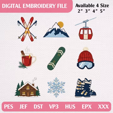 Après Ski Club Embroidery Bundle, Ski Resort Mini Icons, Alpine Winter Machine Embroidery Designs, Instant Download