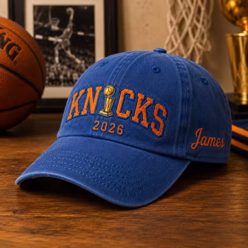 Embroidered Knicks Washed Hat, Retro Sports Cap, Basketball Fan Gift
