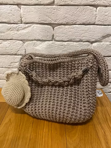 Minimalist Crochet Bag, Neutral Beige Purse, Handmade Boho Style Bag