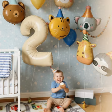Safari Animal Balloons with Number Balloon, Jungle Birthday Party Decor, Kids Animal Balloon Set