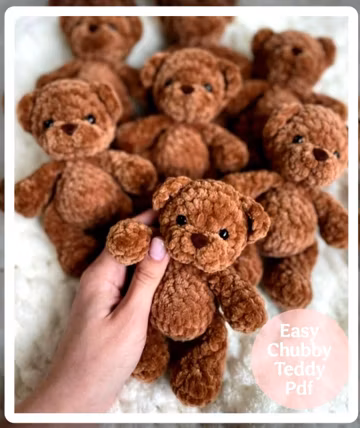 Mini Teddy Bear Crochet Pattern, Soft Plus Toy, Brown Teddy Bear