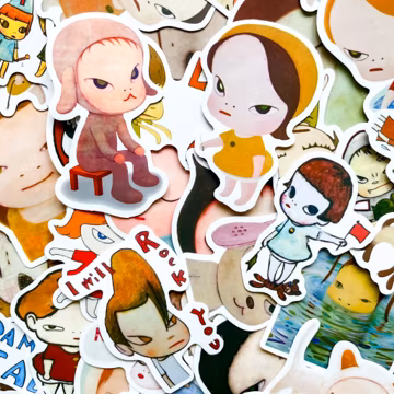 Pack of 50 Yoshitomo Nara Stickers, Indie Girl Character Stickers, Kawaii Japanese Stickers, Waterproof Stickers for Notebook, Collectors