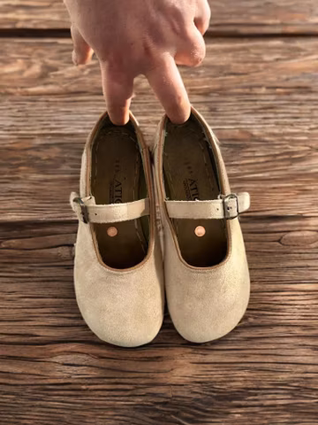 Minimalist Leather Barefoot Mary Jane for Women - Handmade Grounding Shoes - Copper Rivet - Soft Mink Leather