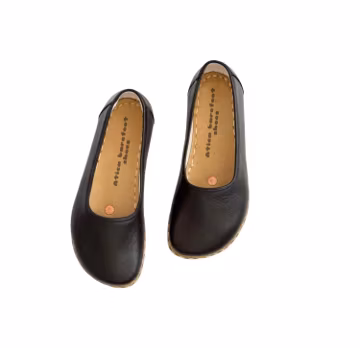 Women Handmade Leather Grounding Sandals: Soft Sole Barefoot Shoes / Black