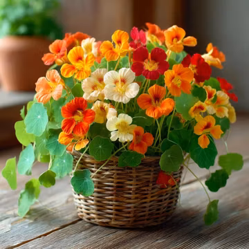 Tom Thumb Nasturtium 25 Seed Mix | Tropaeolum nanum Dwarf Flowers