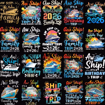 Aw Ship Cruise Trip 2026 PNG Bundle, Family Vacation Shirts, Girls Trip Cruise Sublimation, Funny Matching Digital Download