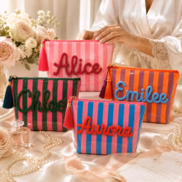 Personalized Makeup Bag, Waterproof PVC Cosmetic Pouch, Bridesmaid Gift, Custom Name Toiletry Bag for Wedding Party