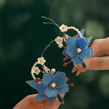 Blue Silk Flower Side Hair Clip – Graduation Gift, Birthday Present for Teen Girls