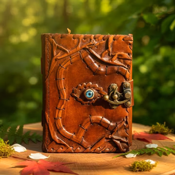 Handmade Leather Grimoire | Magic Eye Spellbook, Witchcraft Book of Shadows