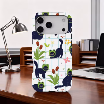 Cute Frog Cat Phone Case, Playful Kawaii Grid Collage Funky Whimsy Artistic Cover, iPhone 17 16 15 14 13 12 11 Pro Max, Samsung S25 S24