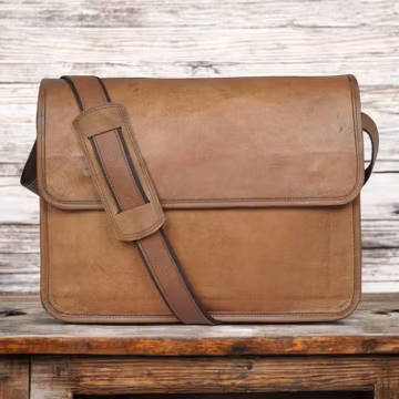 Personalized Leather Messenger Bag for Men, Engraved Laptop Satchel, Custom Groomsmen Gift, Vintage Crossbody Work Bag, Brown Briefcase