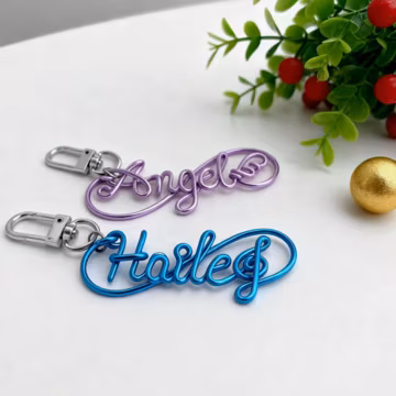 Personalized Wire Name Keychain, Custom Book Bag Charm for Her Girls Girlfriends, Birthday Gift Keepsake Gift Tag, Back to School Gift