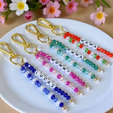 Personalized Beaded Name Keychain, Custom Wire Word Charm