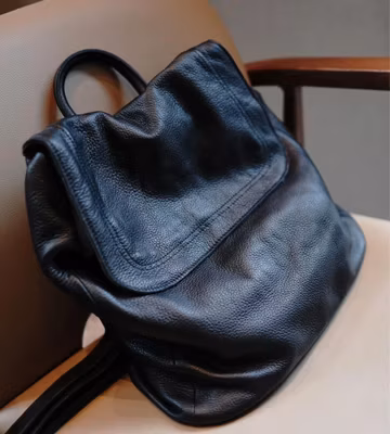 Genuine Leather Women Backpack: Handmade Large Size, Minimalist Pattern
