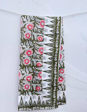 Indian Hand Block Print Sarong | Cotton Beach Wrap | Swimsuit Cover Up | Bohemian Pareo | Summer Vacation