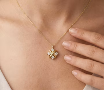 10K Solid Gold Diamond Cross Pendant Necklace, Minimalist X Charm, Dainty Everyday Jewelry