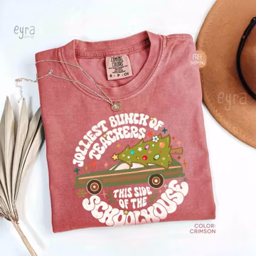 Comfort Colors Jolliest Bunch of Teachers Shirt, Teacher Christmas T-shirt, Teacher Appreciation Christmas Gift, Funny Teacher Holiday Shirt