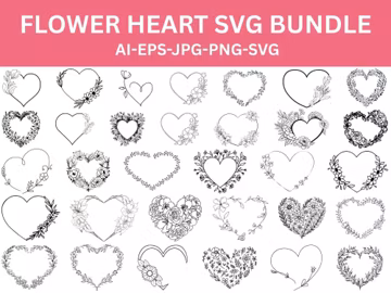 Floral Heart SVG: Wreath Cut File for Cricut (Digital Download)