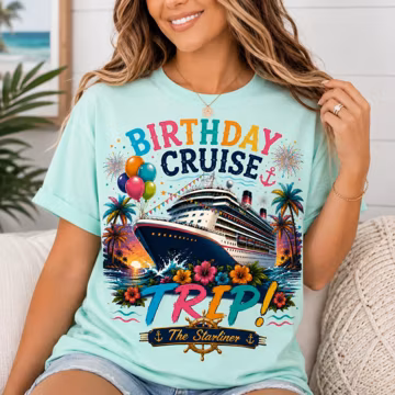 Birthday Cruise Trip Shirt, Custom Cruise Ship Name Tee, Tropical Birthday Vacation Shirt, Cruise Group Shirt