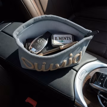 Personalized Car Console Organizer, New Driver Gift for Teen Girl, Custom Emergency Kit Pouch, Corduroy Makeup Bag, Dorm Room Essential