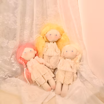 Handmade Cotton Waldorf Doll – Dress-up Outfit and DIY Colorful Braided Hair, Beautiful Gift For Kids & Collectors, Baby Shower Gift