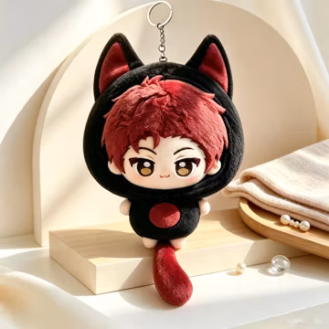 Love and Deepspace Valko 10cm Black Wolf Plush Doll Cute Stuffed Game Merch,A card and a 5cm Acrylic keychain as a free gift