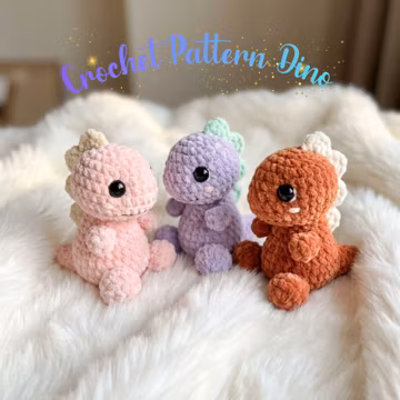 No-Sew Dinosaur Amigurumi Crochet Pattern PDF, Easy Plush Dino Tutorial (Digital Download)