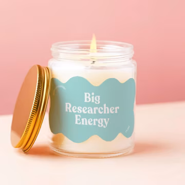 Researcher Candle Big Researcher Energy Funny Postdoc Gift Grad School PhD Student Colorful Squiggle Aesthetic Cute Research Lab Decor CC342