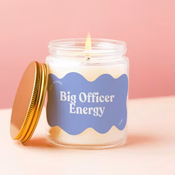 Officer Candle Big Officer Energy Funny Police Gift Academy Grad Rookie Cop Badge Colorful Aesthetic Cute Police Wife Thank You Idea CC316