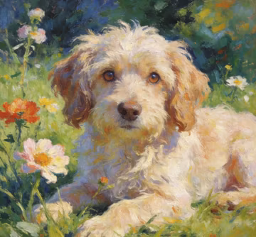 Custom Hand-Painted Pet Dog Oil Portrait on Canvas, Living Room Decoration