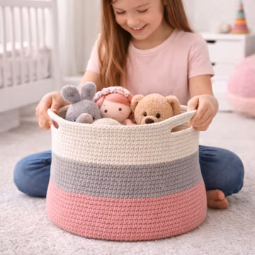 Handy Crochet Basket Pattern, Easy DIY Yarn Organizer with Handles, Beginner Friendly Home Decor, Instant Download PDF