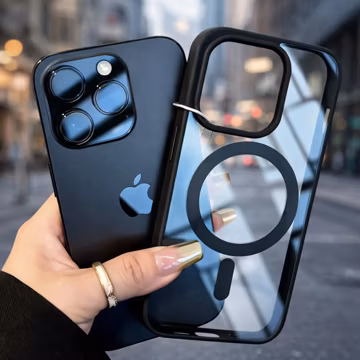 Transparent Magnetic Phone Case with Wireless Charging Support and Shockproof Bumper