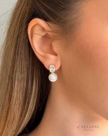 Sterling Silver Pearl Stud Earrings, Dainty CZ Diamond Pearl Earrings, Wedding Earrings, Bridal Earrings, Wedding Jewelry, Bridesmaid Gift