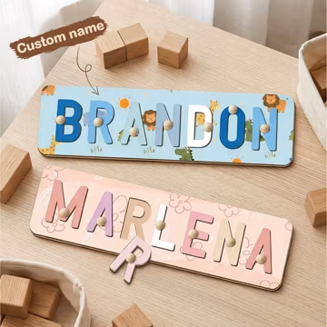 Personalized Name Puzzle Wooden Montessori Toy | Custom Letters Toddler Name Puzzle Board | Kids Learning Gift Birthday | For Baby Toddler