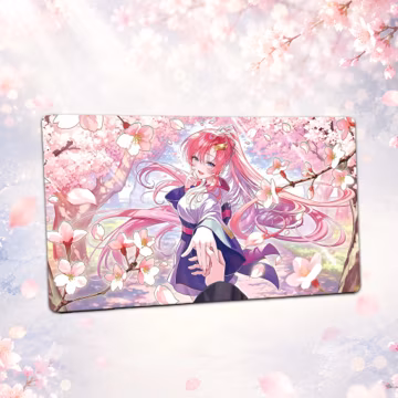 Lacus Clyne Anniversary Playmat - Cherry Blossom - Gundam Card Game GCG TCG Seed Freedom Desk Mat 24"x14"(60x35cm) 3mm Thick Stitched Edges