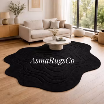 Hand Tufted Wool Area Rug, Luxury Abstract Carpet, Modern Plush Floor Art