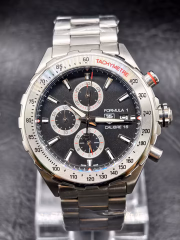 Vintage Tag Heuer Formula 1 Calibre 16 Chronograph Quartz Date Indicator Black Dial Men's Wrist Watch Free Shipping