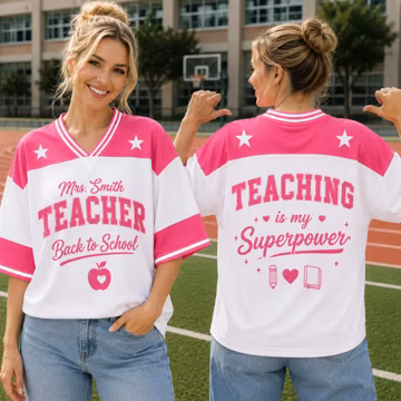Custom Grade Mesh Jersey: Personalized Teacher Jersey, Back to School Shirt, Custom School Grade Shirt Mesh Jersey, Teacher Team Shirt, Gift