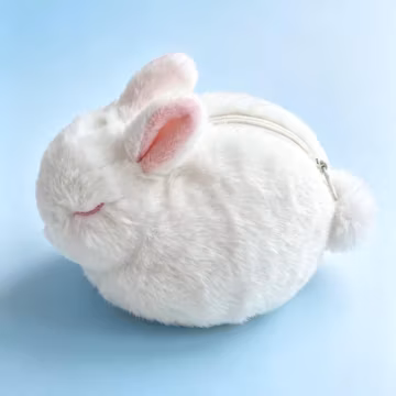 Plush Bunny Coin Purse, Portable Headphone Pouch, Mini Bag